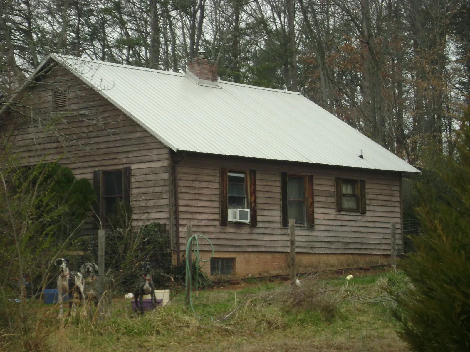 White metal roof on an old wood sided farmhouse, from a Asphalt Shingle Roof Repair job in Maytown